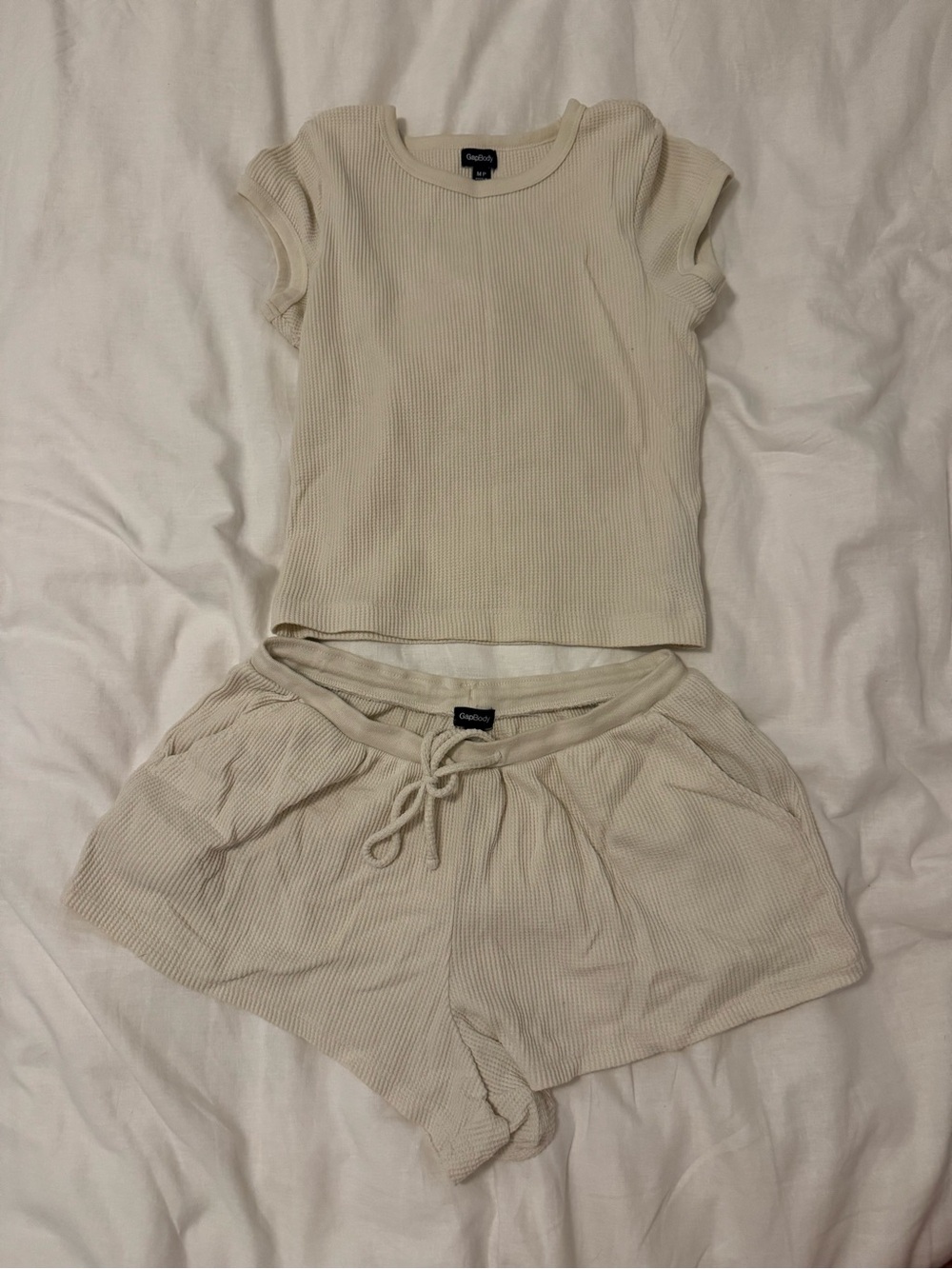 Gapbody Cream Ribbed Athletic Lounge Shorts
